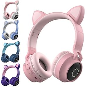 Cute Headphones Girl Women Headset Bluetooth 5.0 Headphones LED Light Cat Ears Headset Wireless Earphone HIFI Stereo Bass Headphone for Phones with Microphone miniinthebox