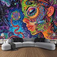 Blacklight Tapestry UV Reactive Glow in the Dark Psychedelic Woman Trippy Misty Nature Landscape Hanging Tapestry Wall Art Mural for Living Room Bedroom Lightinthebox