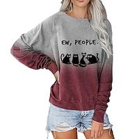 Women's Green Blue Purple Wine Royal Blue Round Neck Graphic Cat Daily Casual Clothing Apparel Hoodies Sweatshirts  Loose Fit miniinthebox - thumbnail