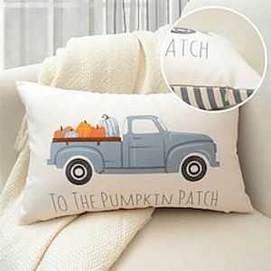 Autumn Throw Pillow Cover Embroidery Farmhouse Square Quality Pillow Case for Bedroom Livingroom Cushion Cover Pumpkin Truck Lightinthebox
