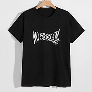 Men's Unisex Tees T shirt Hot Stamping Graphic Prints Letter Plus Size Print Short Sleeve Casual Tops 100% Cotton Basic Designer Big and Tall Black Lightinthebox