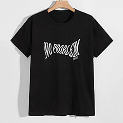 Men's Unisex Tees T shirt Hot Stamping Graphic Prints Letter Plus Size Print Short Sleeve Casual Tops 100% Cotton Basic Designer Big and Tall Black Lightinthebox