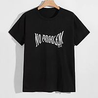 Men's Unisex Tees T shirt Hot Stamping Graphic Prints Letter Plus Size Print Short Sleeve Casual Tops 100% Cotton Basic Designer Big and Tall Black Lightinthebox - thumbnail