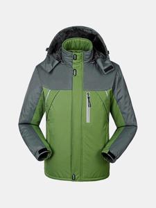 Mens Winter Detachable Hooded Jacket Windproof Water-repellent Warm Fleece Lined Coat