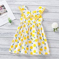 Kids Little Girls' Dress Graphic Print Yellow Knee-length Sleeveless Basic Dresses Summer Regular Fit 3-8 Years miniinthebox - thumbnail