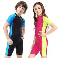 SBART Boys Girls' Rash Guard Dive Skin Suit UV Sun Protection UPF50 Breathable Short Sleeve Swimsuit Front Zip Swimming Diving Surfing Snorkeling Patchwork Fall Spring Summer / Quick Dry / Quick Dry miniinthebox - thumbnail