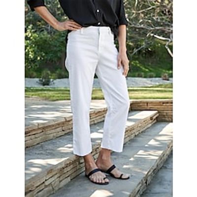 Women's Cotton And Linen Pants Wide Leg Straight Trousers Full Length High Cut High Waist Casual Daily Trousers Weekend Streetwear White S 2XL Summer Spring Lightinthebox