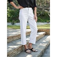 Women's Cotton And Linen Pants Wide Leg Straight Trousers Full Length High Cut High Waist Casual Daily Trousers Weekend Streetwear White S 2XL Summer Spring Lightinthebox - thumbnail