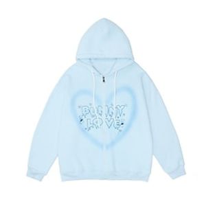 Women's Hoodied Jacket Regular Full Zip Stylish Print Coat White Black Light Blue Casual Street Fall Zipper Hoodie Regular Fit M L XL XXL Lightinthebox