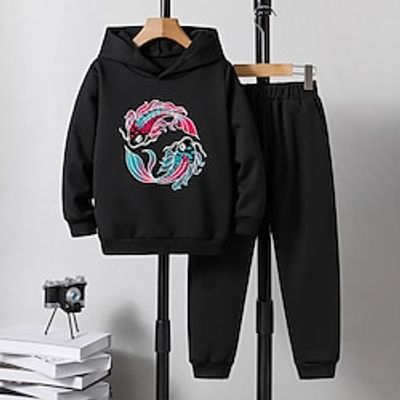 2 Pieces Kids Boys Clothing Set Outfit Graphic Animal Long Sleeve Set Casual Fashion Daily Fall 7-13 Years Black White Ivory Lightinthebox 2 Pieces Kids Boys Clothing Set Outfit Graphic Animal Long Sleeve Set Casual Fashion Daily Fall 7-13 Years Black White Ivory Lightinthebox