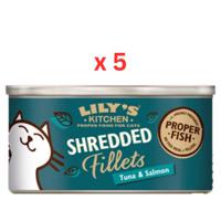 Lily'S Kitchen Shredded Fillets Tuna & Salmon In Broth Wet Cat Food 70G Pack Of 5