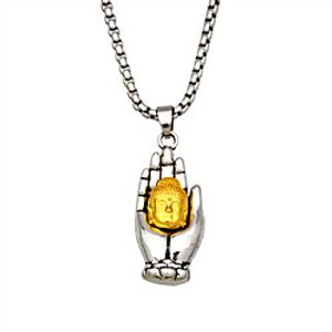 Women's Men's Pendant Necklace Chain Necklace Retro Friends Hand Vertical / Gold bar Precious Buddha Unique Design Ethnic Vintage Trendy Titanium Steel Silver 70 cm Necklace Jewelry 1pc For Party miniinthebox