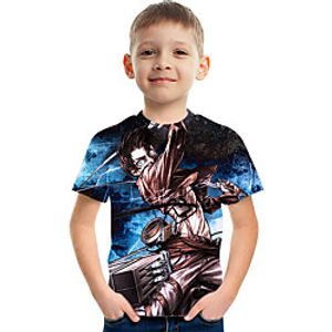 Kids Boys' T shirt Tee Short Sleeve Anime Graphic Black Children Tops Active Fashion Streetwear 3-12 Years Lightinthebox