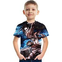 Kids Boys' T shirt Tee Short Sleeve Anime Graphic Black Children Tops Active Fashion Streetwear 3-12 Years Lightinthebox - thumbnail