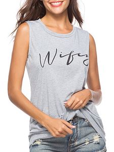 Round Neck Letters Sleeveless T-shirt