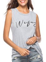 Round Neck Letters Sleeveless T-shirt - thumbnail