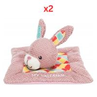 Trixie Junior Snuggler Rabbit Fabric Toy For Cats - Pink 13X13cm (Pack of 2)