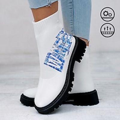 Women's Winter Graffiti Letter Graphic Print Comfortable and Lightweight Flyknit Sock Boots Short Boots Lightinthebox