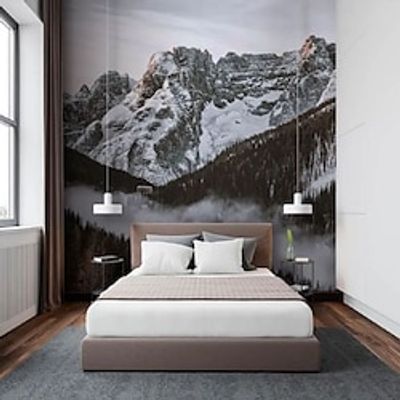 Winter Landscape Wallpaper Mural Mountain Wall Covering Sticker Peel and Stick Removable PVCVinyl Material Self AdhesiveAdhesive Required Wall Decor for Living Room Kitchen Bathroom Lightinthebox