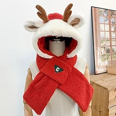 Santa Claus Reindeer Hat Christmas Hat Santa Hat Women's Christmas Christmas New Year Christmas Eve Plush Fabric Scarf Hat Lightinthebox