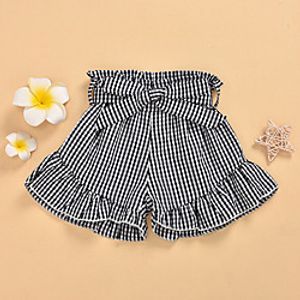 Kids Girls' Shorts Black Check Bow Print Active 2-6 Years Lightinthebox