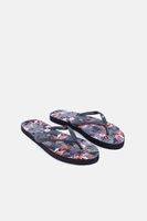 Womens Floral Print Flip Flop  Black Combo - thumbnail