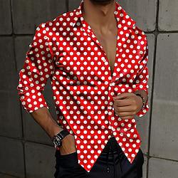 Polka Dot Fashion Casual Men's Printed Shirts Party Vacation Fall Winter Spring Summer Turndown Long Sleeve Red, Green S, M, L 4-Way Stretch Fabric Shirt Lightinthebox