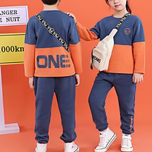 Kids Toddler Boys' T-shirt  Pants Clothing Set 2 Pieces Long Sleeve Navy Blue Print Letter Print Casual / Daily Basic Casual 3-13 Years miniinthebox