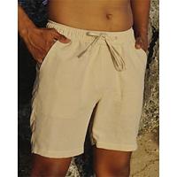 Men's Linen Shorts Summer Shorts Beach Shorts Pocket Drawstring Elastic Waist Plain Comfort Breathable Short Holiday Vacation Beach 100% Cotton Hawaiian Boho Apricot Lightinthebox