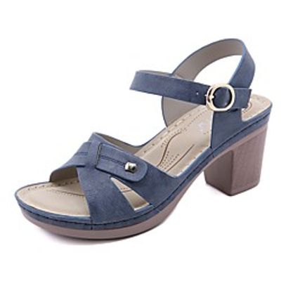 Women's Sandals High Heel Open Toe Booties Ankle Boots PU Buckle Solid Colored Almond Red Blue / Booties / Ankle Boots miniinthebox