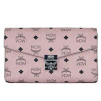 MCM Medium Soft Pink Signature Diamond Logo Leather Clutch Crossbody Handbag (70355)