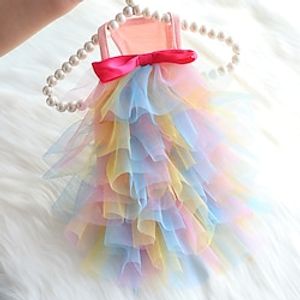 Dog Cat Dress Bowknot Pearl Fashion Cute Party Dailywear Dog Clothes Puppy Clothes Dog Outfits Breathable Colourful Costume for Girl and Boy Dog Cotton XS S M L XL miniinthebox