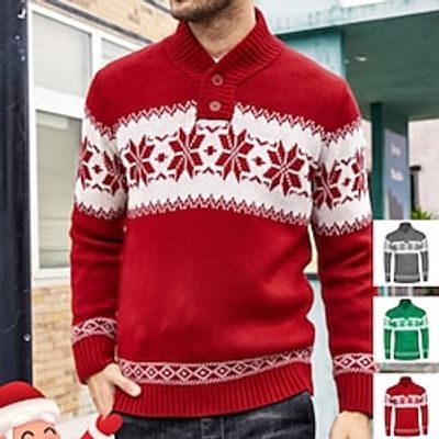 Christmas Reindeer Ugly Christmas Sweater  Sweatshirt Sweatshirt Pullover Geometic Funny Top For Men's Adults' 3D Print 100% Polyester Party Casual Daily Lightinthebox