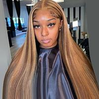 13X4 Highlight Ombre Lace Front Wigs Straight For Women P4/27 Honey Blonde Human Hair Straight Lace Frontal Wigs With Baby Hair Lightinthebox