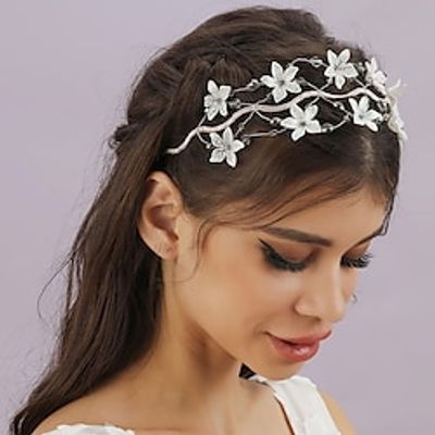 Crown Tiaras Headbands Headpiece Polyester Wedding Cocktail Luxury Elegant With Floral Crystals Headpiece Headwear Lightinthebox