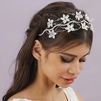 Crown Tiaras Headbands Headpiece Polyester Wedding Cocktail Luxury Elegant With Floral Crystals Headpiece Headwear Lightinthebox - thumbnail