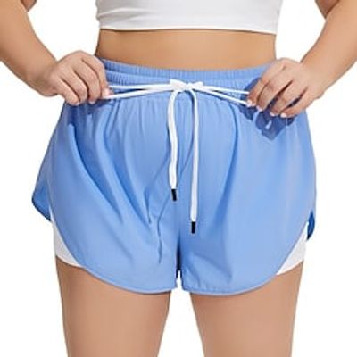 Women's Running Shorts Gym Shorts Drawstring 2 in 1 Bottoms Athletic Athleisure Spandex Breathable Soft Quick Dry Fitness Gym Workout Marathon Plus Size Sportswear Activewear Solid Colored Black Blue Lightinthebox