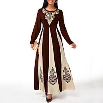 Muslim Adults' Women's Chinese Folk Dance Dress For Date Spandex Polyster Long Length miniinthebox