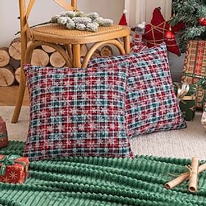 Christmas Plaid Snowflake Pillow Cover Cushion Case Pillowcase for Bedroom Livingroom Sofa Couch Chair Lightinthebox