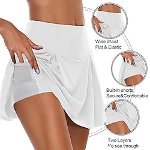Women's Tennis Skirts Golf Skirts Side Pocket  2 in 1 Moisture Wicking Yoga Fitness Tennis Skort 1# 2# 3# Spandex Sports Activewear High Elasticity miniinthebox