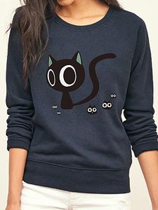 Round neck print long sleeve sweater