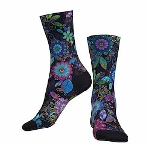 Socks Cycling Socks Men's Women's Outdoor Exercise Bike  Cycling Breathable Soft Comfortable 1 Pair Floral Botanical Cotton Blue S M L  Stretchy Lightinthebox
