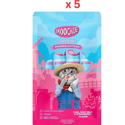 Moochie Wonder Cottage Tuna, Goat Milk & Strawberry Flavor 15G Pouch (Pack Of 5)