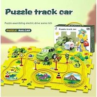 Tiktok Car Map Jigsaw Diy Track Set Electric Car Toy Mini Road Sign Puzzle Toy Lightinthebox - thumbnail