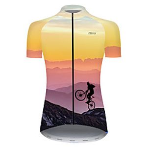 21Grams Women's Short Sleeve Cycling Jersey Summer Nylon Polyester Red / Yellow Gradient 3D Bike Jersey Top Mountain Bike MTB Road Bike Cycling Ultraviolet Resistant Quick Dry Breathable Sports miniinthebox