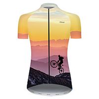 21Grams Women's Short Sleeve Cycling Jersey Summer Nylon Polyester Red / Yellow Gradient 3D Bike Jersey Top Mountain Bike MTB Road Bike Cycling Ultraviolet Resistant Quick Dry Breathable Sports miniinthebox - thumbnail