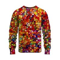 Color Block Multicolor Casual Men's Print Knitting Pullover Sweater Jumper Knitwear Outdoor Daily Vacation Long Sleeve Crewneck Sweaters Orange Green Fall Winter S M L Sweaters Lightinthebox - thumbnail