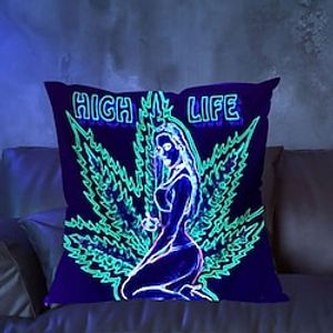 Black Uv Light Fluorescence Double Side Cushion Cover 1PC Soft Decorative Square Throw Pillow Cover Cushion Case Pillowcase for Bedroom Livingroom miniinthebox