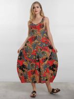 Vintage Printed Sleeveless Maxi Dress