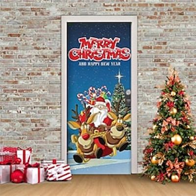 Christmas 3D Stickers Waterproof Door Stickers Xmas Door Mural Peel Self Adhesive Wallpaper PVC Sticker Removable Wall Decal for Home Office Decoration miniinthebox Christmas 3D Stickers Waterproof Door Stickers Xmas Door Mural Peel Self Adhesive Wallpaper PVC Sticker Removable Wall Decal for Home Office Decoration miniinthebox
